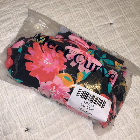 Flower Sarong Front One Piece Swimsuit, 2X - Picture 4 of 4